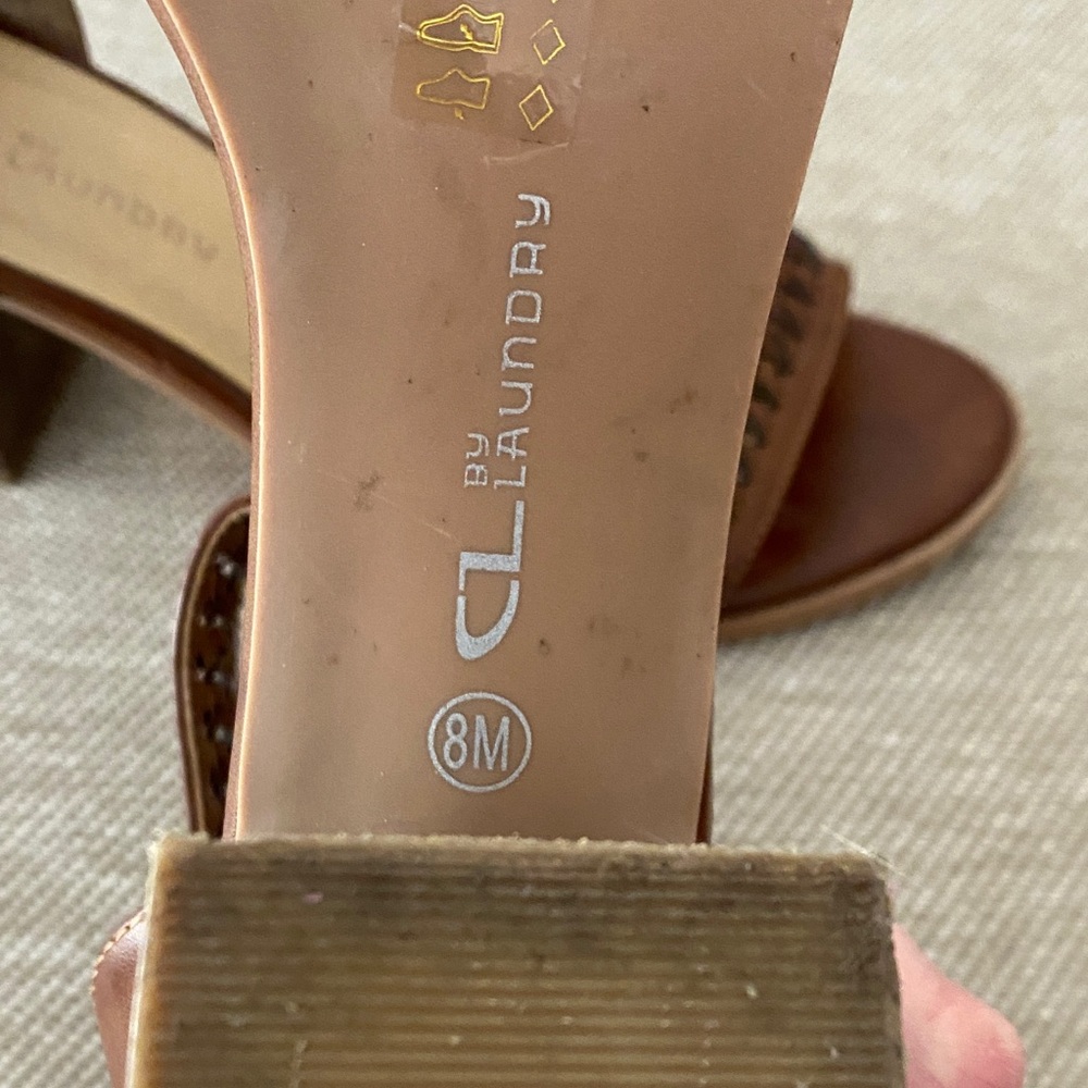 Chinese Laundry Tan Braided Ankle Strap Block Heel Sandals - Picture 6 of 7